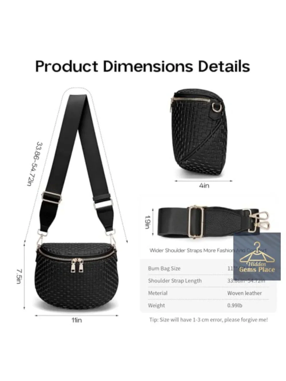 Woven Leather Crossbody Bag with Adjustable Strap